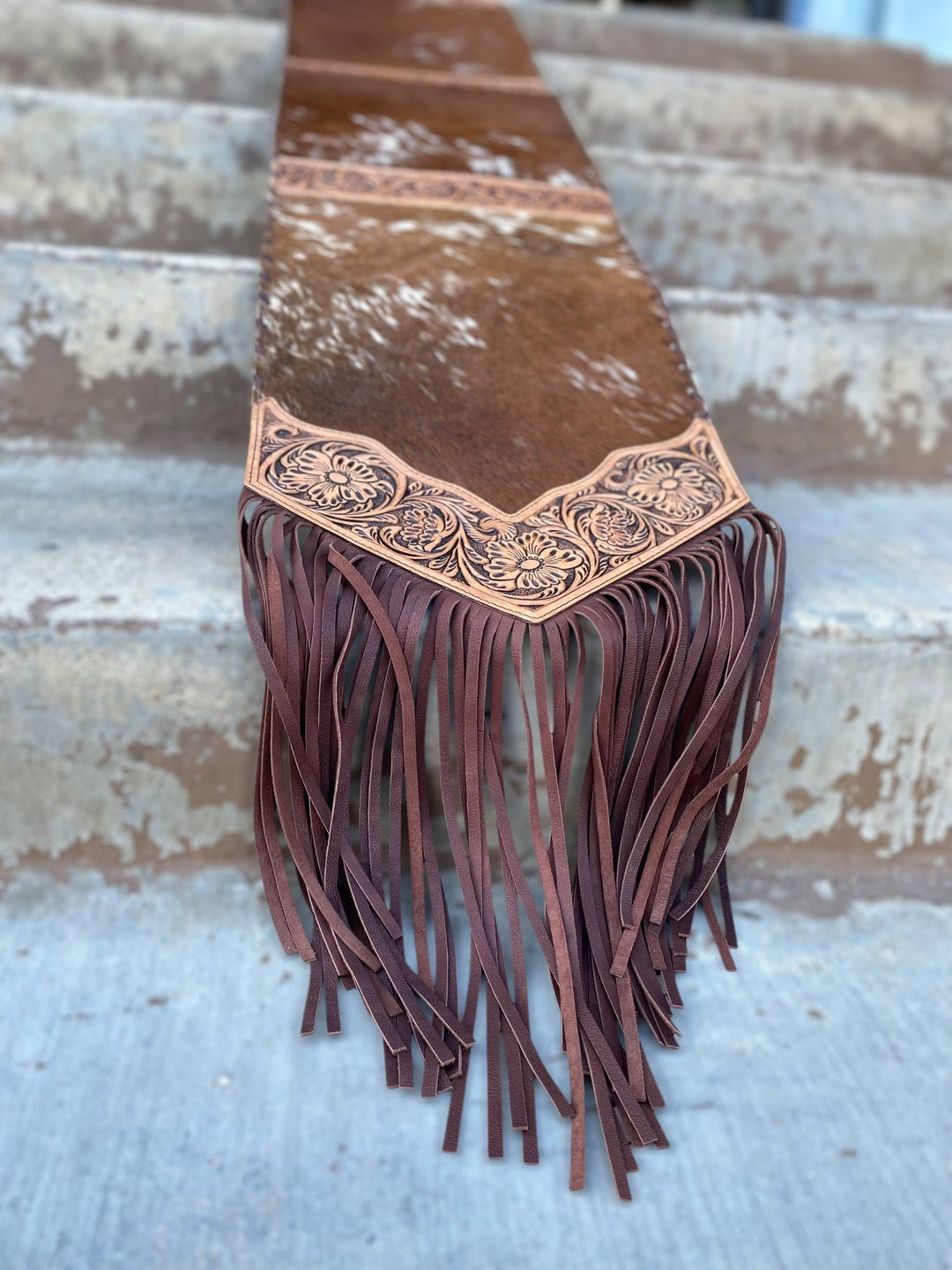 6ft Cowhide Fringe Table Runner 