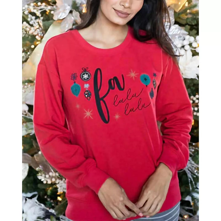 Grace and Lace Festive Crew Sweatshirt - Falalalala w/ ornaments