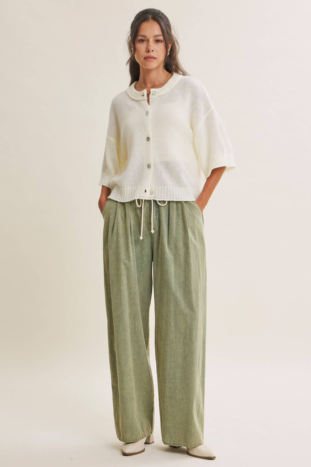 Easy Does It Mineral Wash Wide-Leg Pants - Vintage Camel
