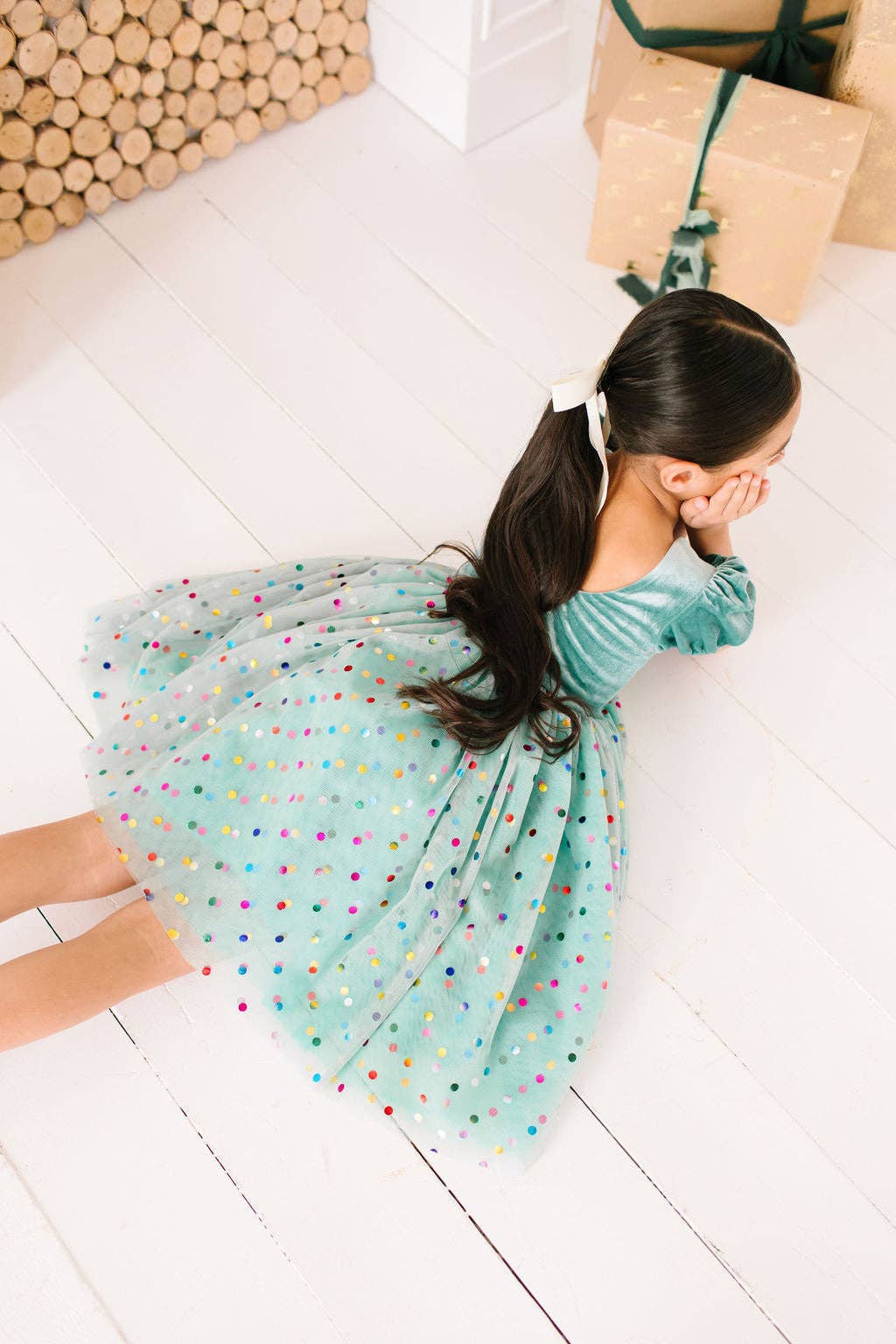 Girls' & Toddler Diana Puff Dress in Minty Confetti