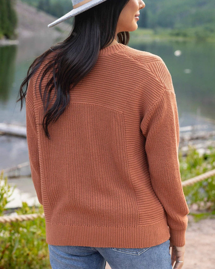 Slouchy Knit Pocket Cardigan In Baked Pumpkin