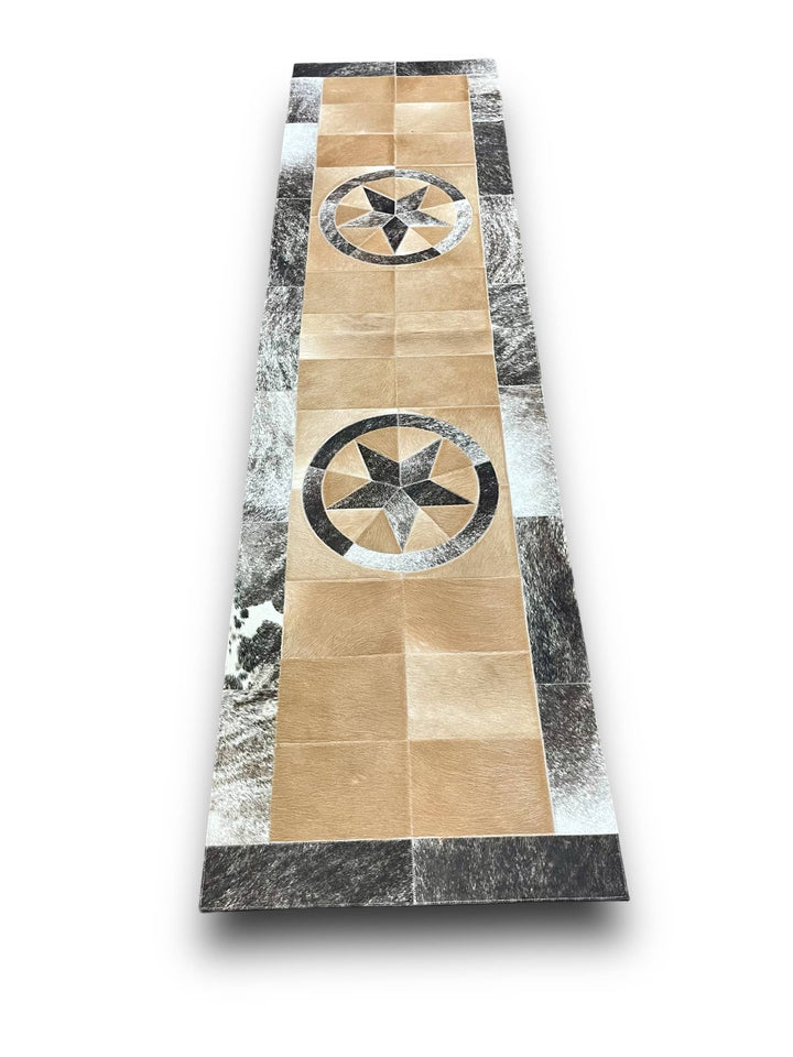 Star Cowhide Patchwork 8' Runner Rug - Exact Rug