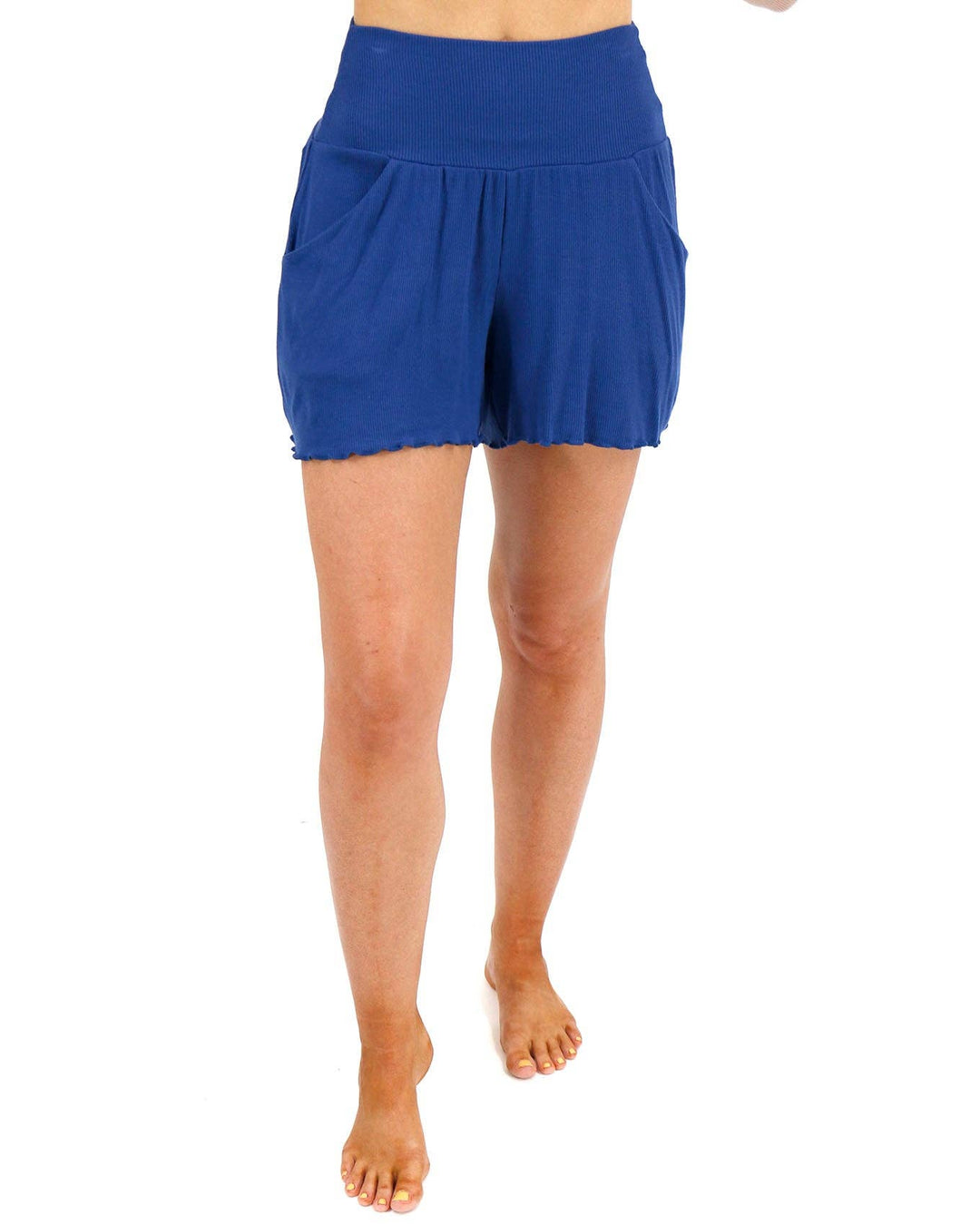 Essential Ribbed Lounge Sleep Shorts In Classic Blue