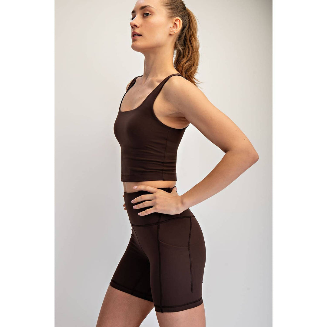 RAE MODE NYLON BUTTER SQUARE NECK CROPPED TANK - 2 colors!