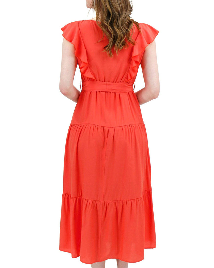 Grace and Lace Ruffle Summer Dress in Papaya