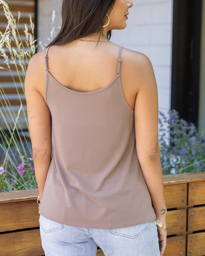 Scoop Neck Cami In Taupe