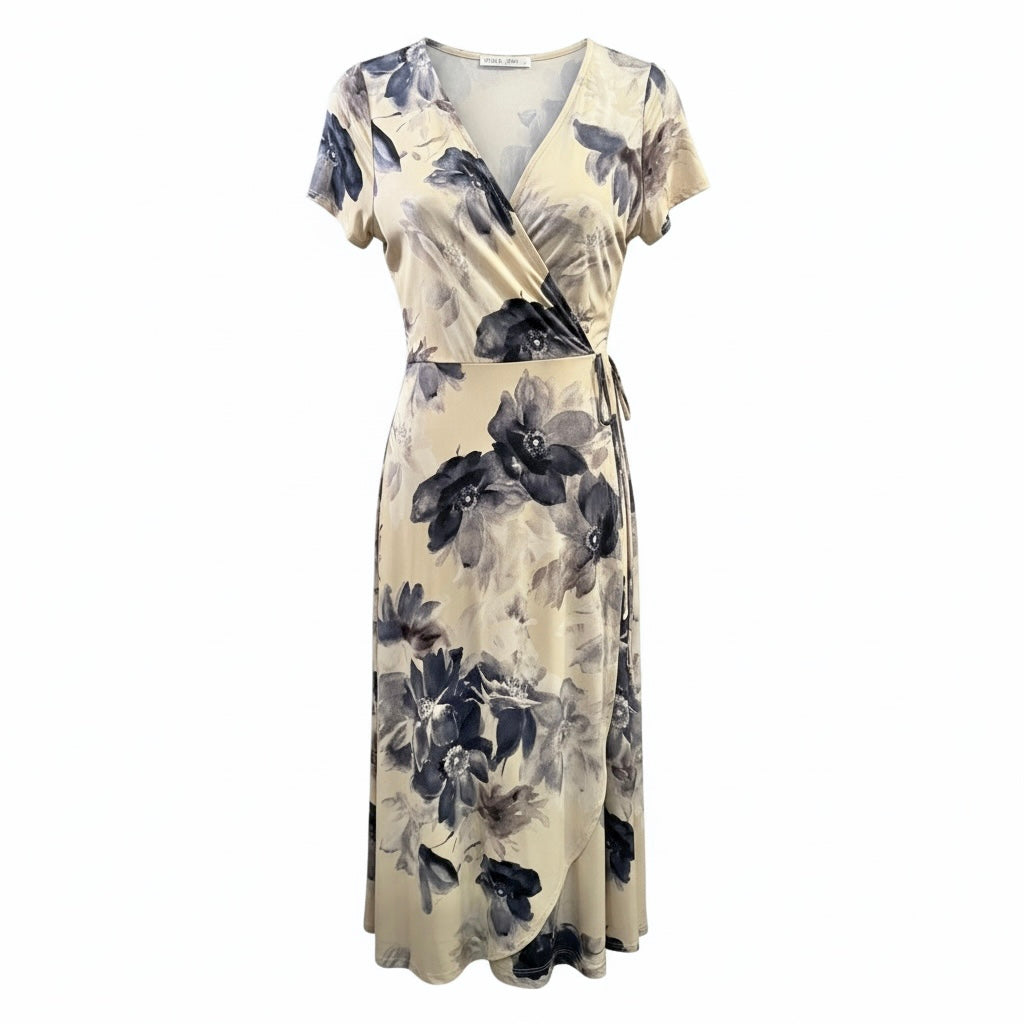 Chris & Carol Floral Wrap Dress - Blue