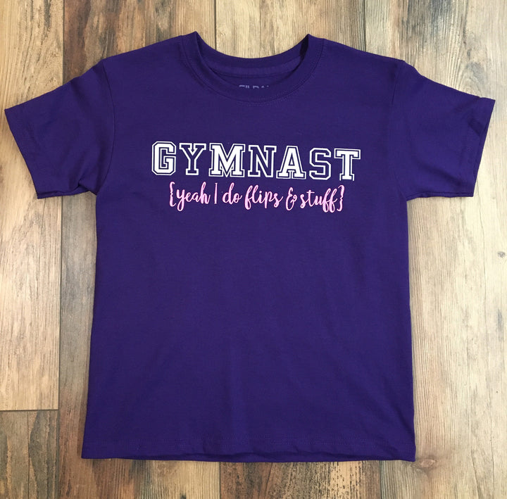 Gymnast, Yeah I Do Flips & Stuff - Purple (Youth Small)