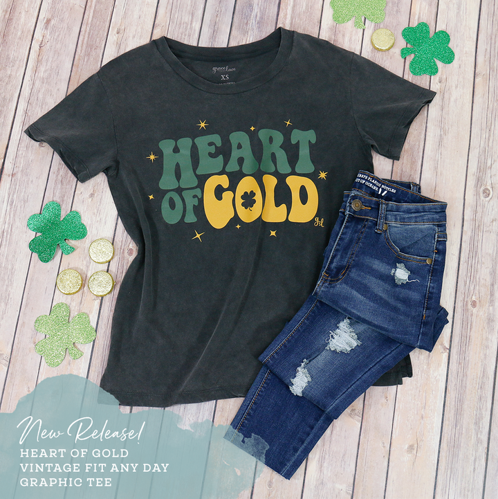 Grace and Lace Vintage Fit Any Day Graphic Tee - Heart of Gold