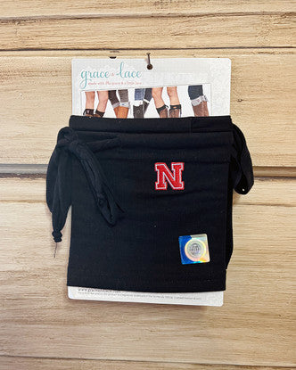 Grace and Lace Nebraska Huskers Jersey Tie Boot Cuffs - Black