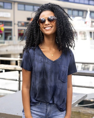 Grace and Lace- Perfect Pocket Tee in Washed Navy