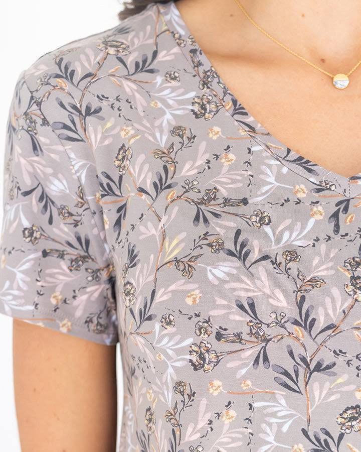 Grace and Lace- Perfect Pocket Tee in Floral Tan