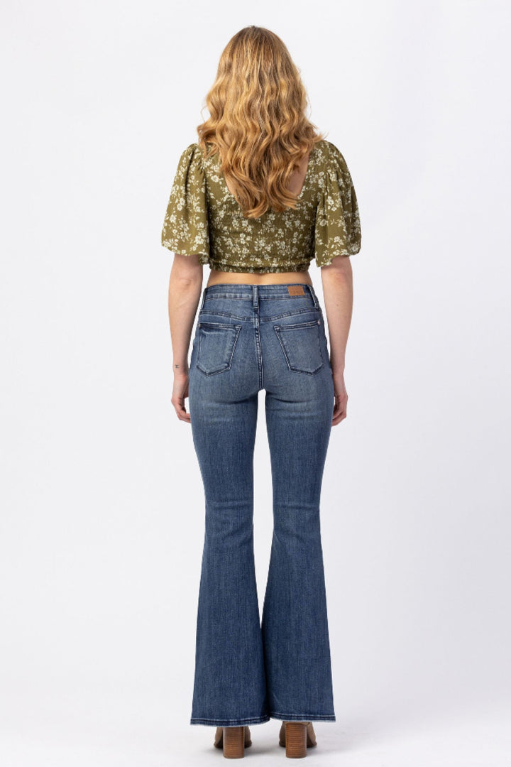 Judy Blue Howdy High Waist Contrast Trouser Flare Jean