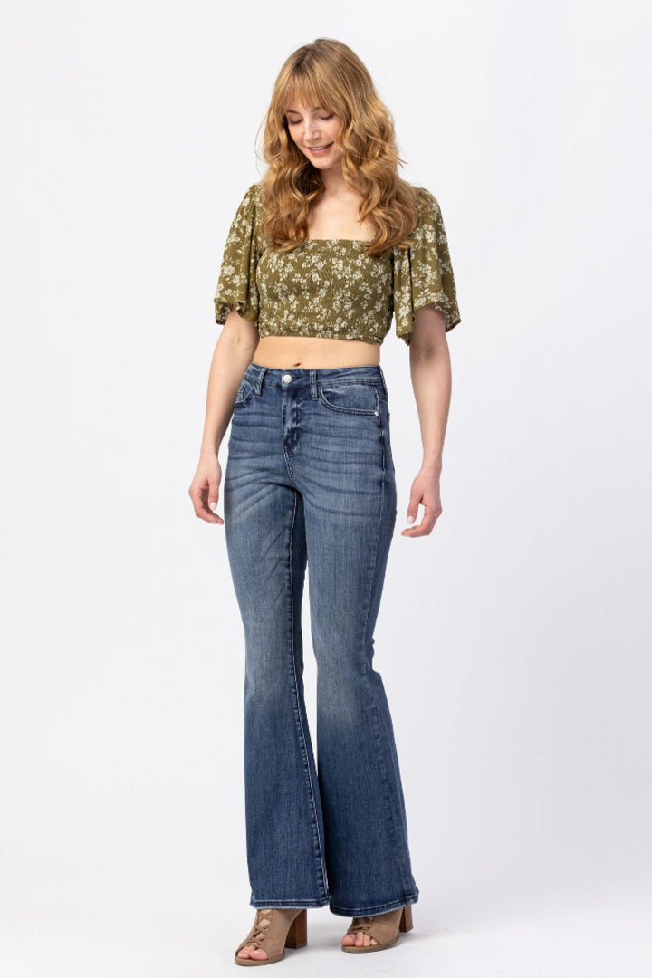 Judy Blue Howdy High Waist Contrast Trouser Flare Jean
