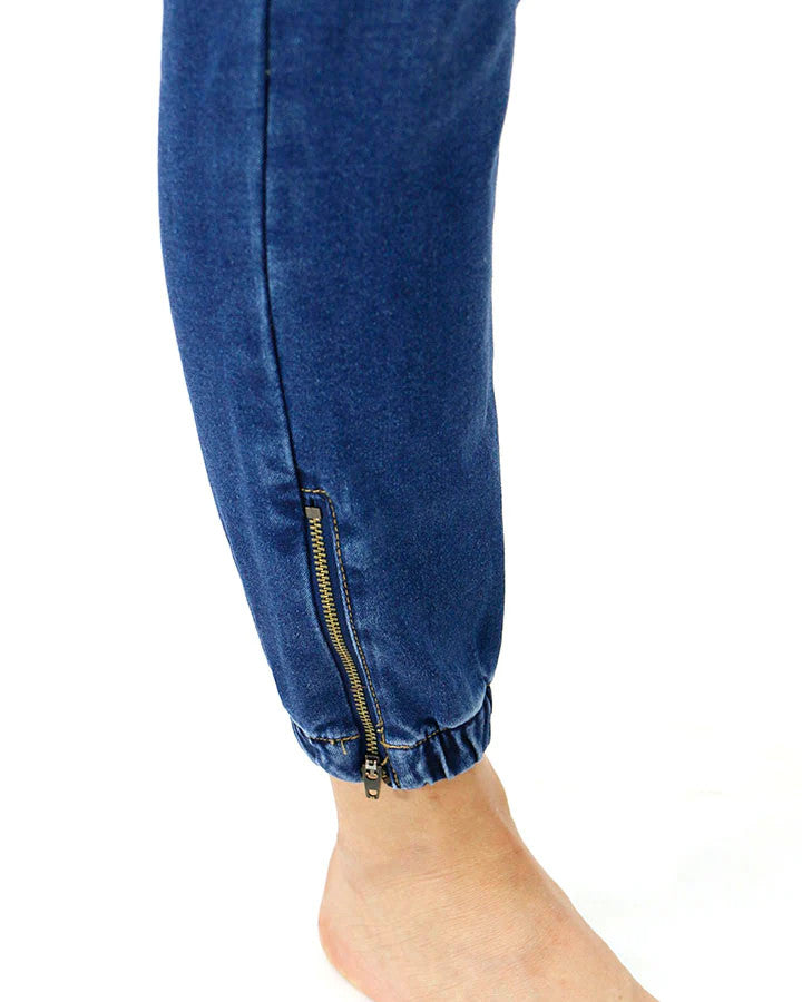 Grace and Lace-Denim Joggers-Washed Indigo