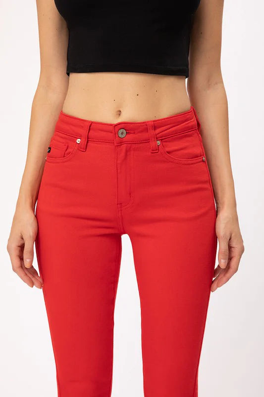 Kan Can High Rise Skinny Red Jeans - Regular & Plus sizing