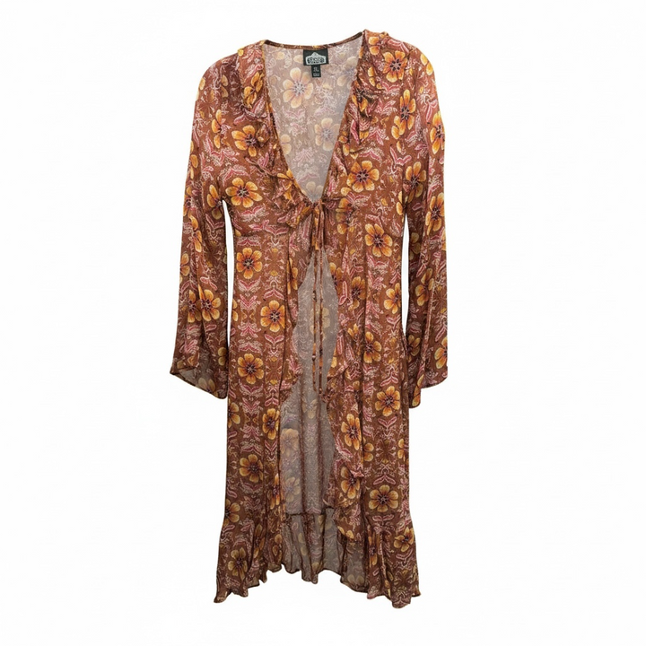 Sheer Kimono Wrap Open Front with Tie