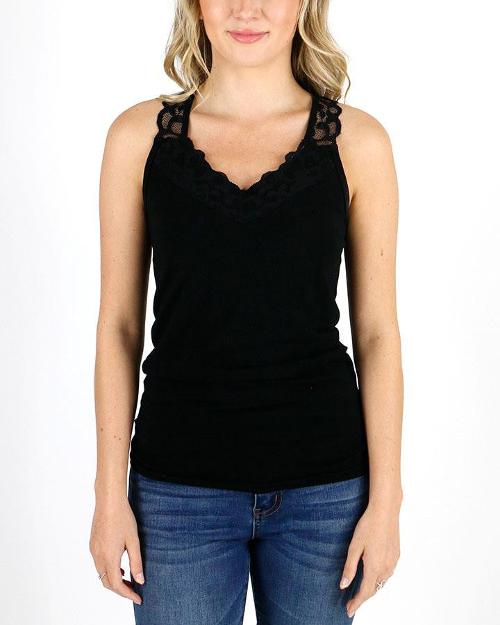 Grace and Lace Lace Racerback Perfect Fit Tank - Black