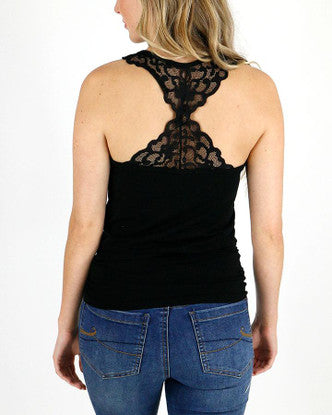 Grace and Lace Lace Racerback Perfect Fit Tank - Black