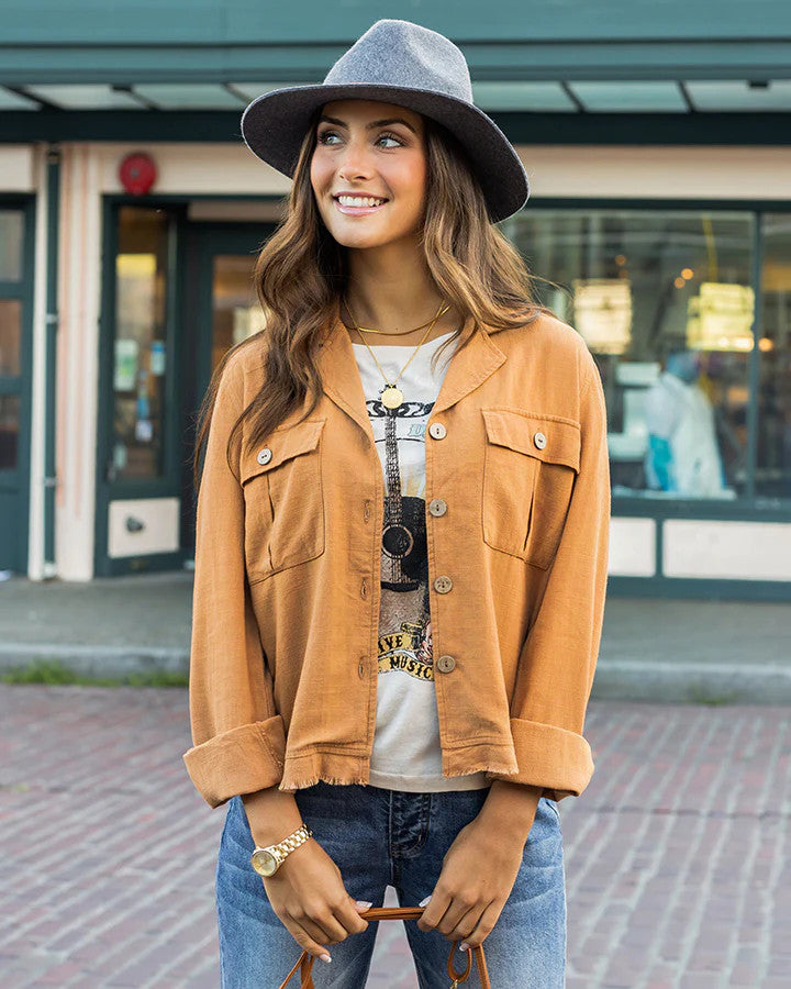 Grace and Lace Linen Safari Jacket - Chai