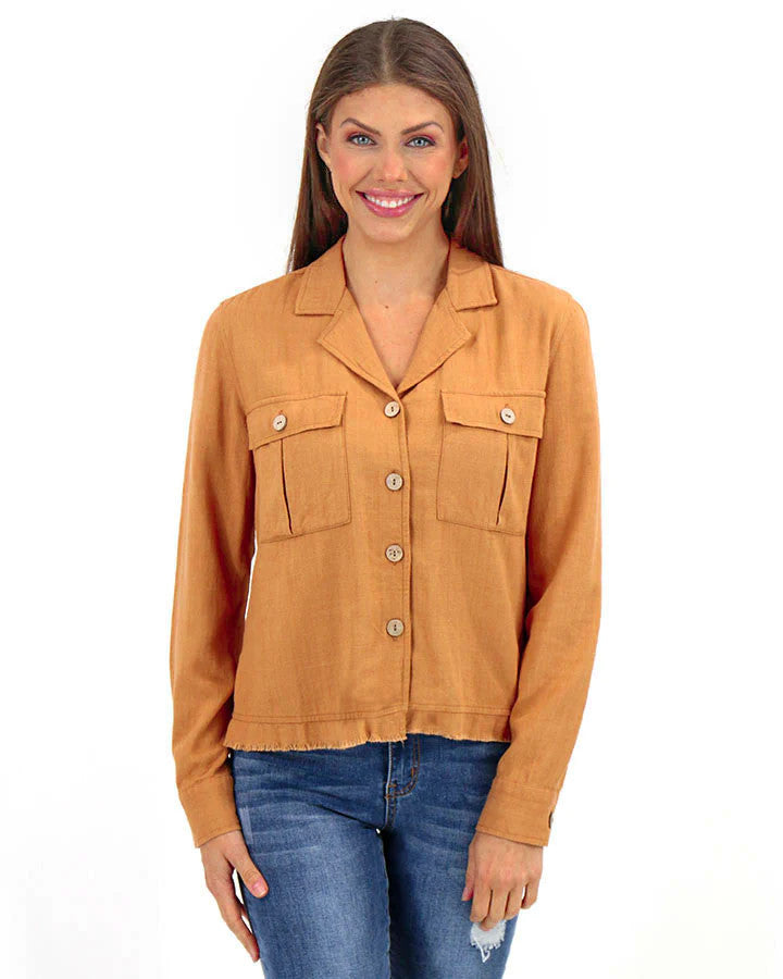 Grace and Lace Linen Safari Jacket - Chai