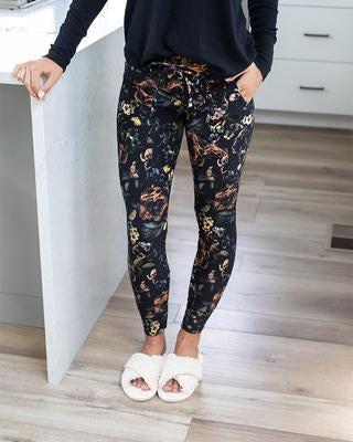 Grace and Lace Live-In Loungers - Black Vintage Floral