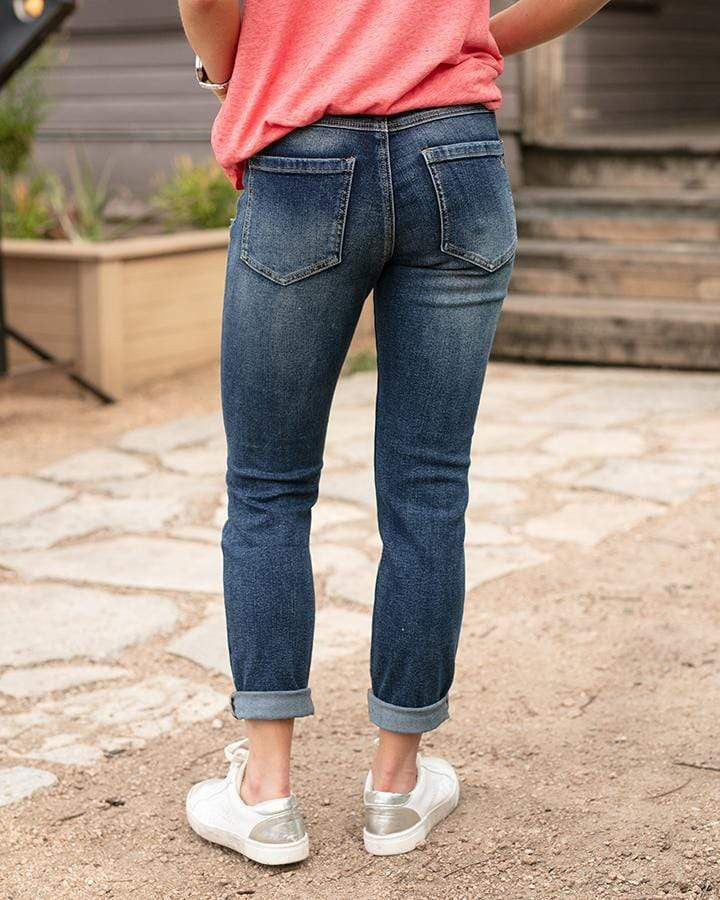 Grace and Lace Favorite Girlfriend Jeans - Distressed - Dark Wash