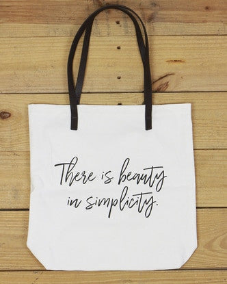 G&L Inspirational Quote Tote  (Quote: There is beauty in simplicity)