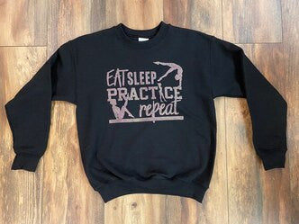 Eat, Sleep, Practice, Repeat - Black Crewneck (Youth M)