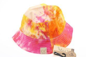 Kids Tie Dye Reversible CC Bucket Hat - Orange/Rose