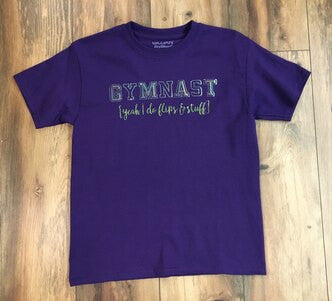 Gymnast, Yeah I Do Flips & Stuff - Purple (Youth Large)