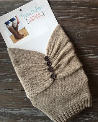 Grace and Lace Ruched Boot Cuffs  - Taupe