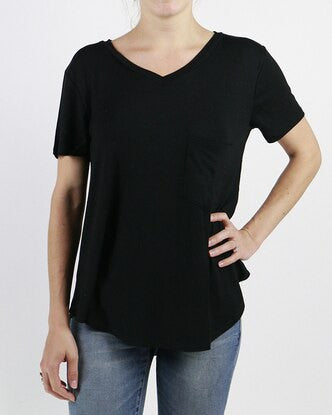 Grace and Lace Perfect Pocket Tee - Short Sleeve - Black