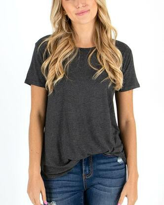 Grace and Lace Perfect Crew Neck Tee - Charcoal