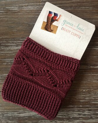 Grace and Lace Cable Knit Boot Cuffs - Wine