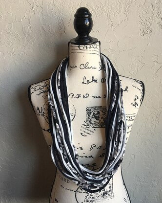 Dona Bela Lite Shred Scarf  33 - Grays/Black/White