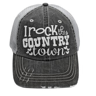 I Rock This Country Town Trucker Cap - Distressed Grey