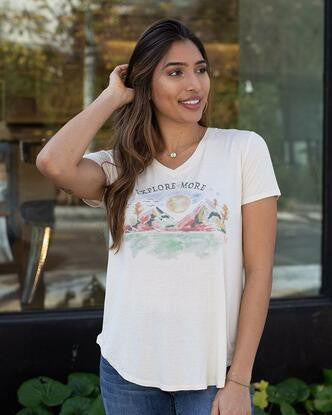 Grace and Lace Perfect V-Neck Graphic Tee - Explore More