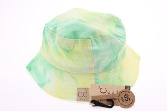 Kids Tie Dye Reversible CC Bucket Hat - Mint/Lime