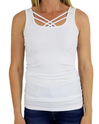 Grace and Lace Perfect Fit Strappy Tank - White