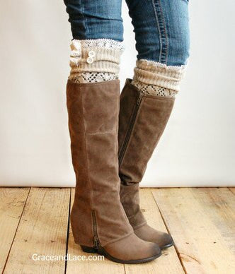 Grace and Lace The Lacey Lou Boot Cuff Leg Warmer - Tan