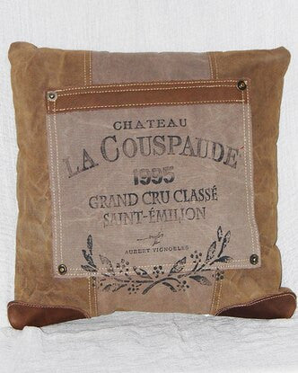 Chateau Canvas and Leather Throw Pillow