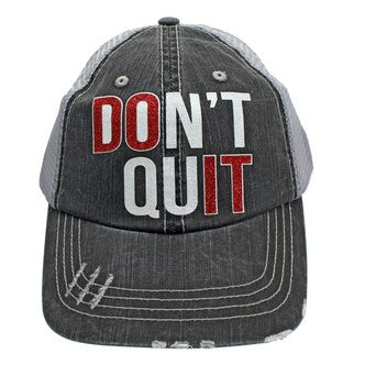 Don't Quit - Distressed Grey Trucker Cap