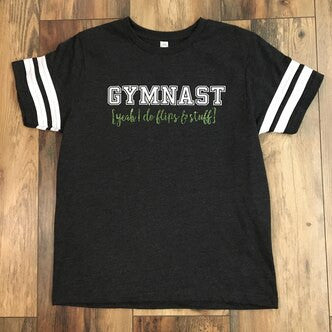 Gymnast, Yeah I Do Flips & Stuff - Dark Grey (Youth Medium)