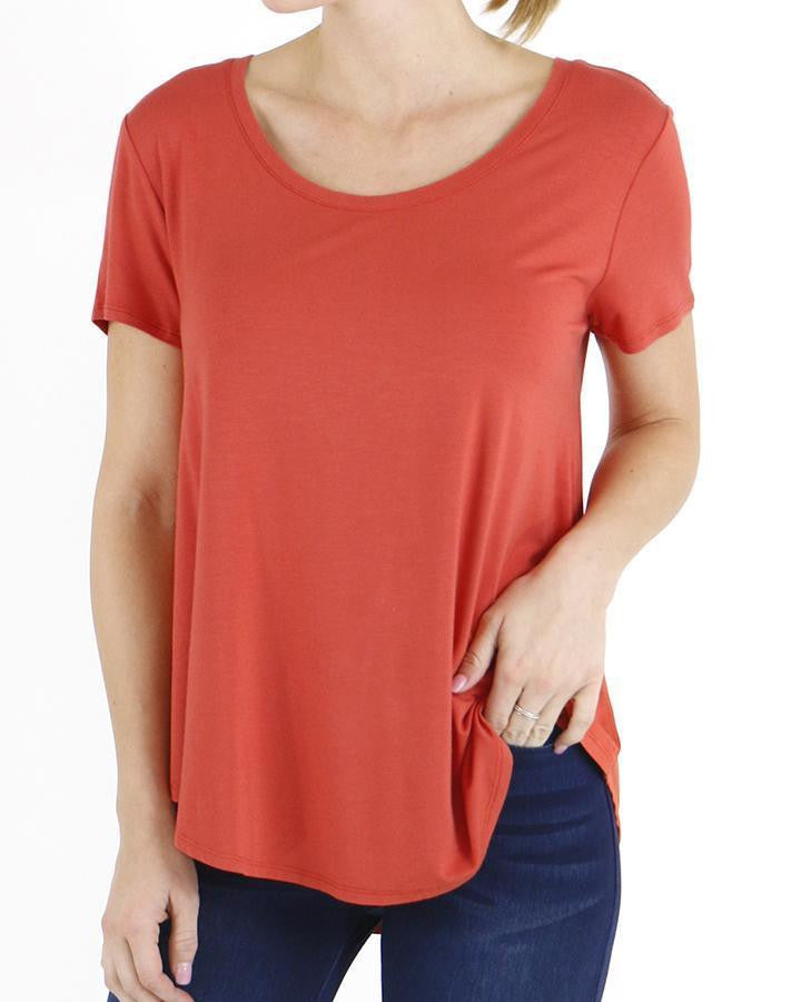 Grace and Lace Perfect Scoop Neck Tee - Papaya