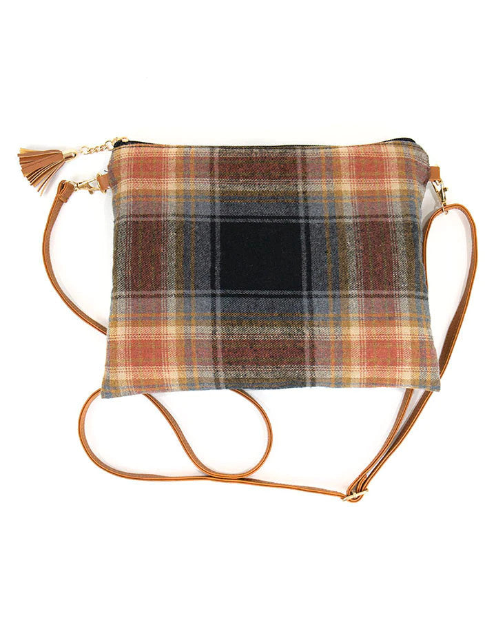 Grace and Lace- Plaid Flannel Crossbody Bag in Fall Plaid