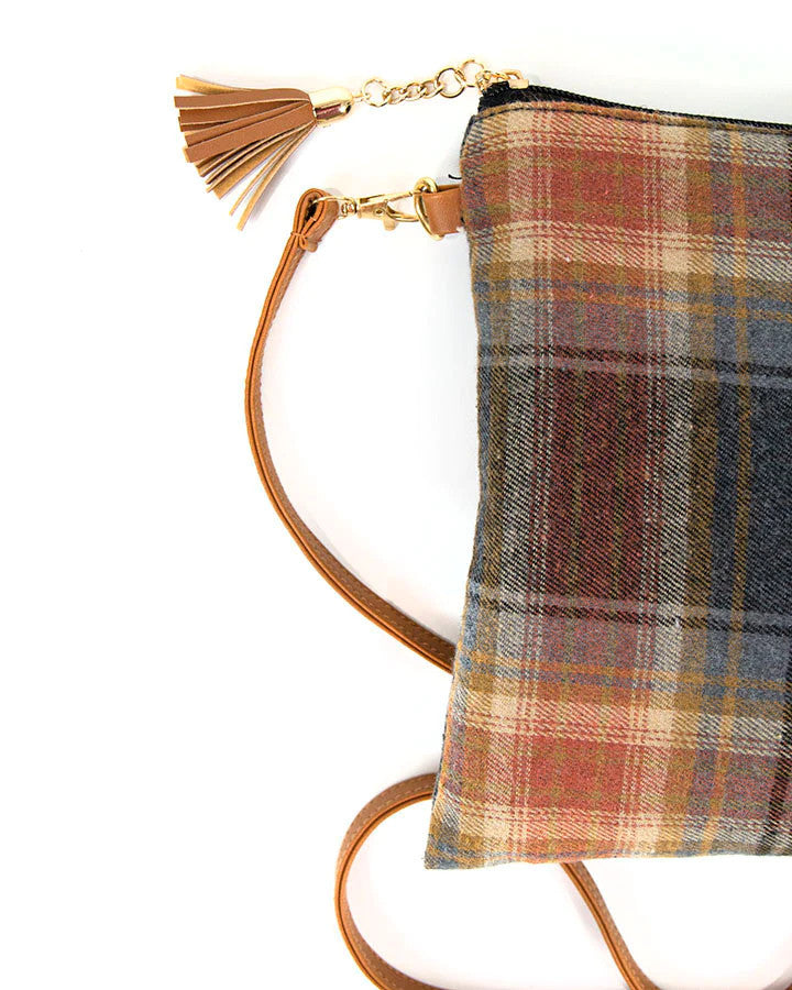 Grace and Lace- Plaid Flannel Crossbody Bag in Fall Plaid