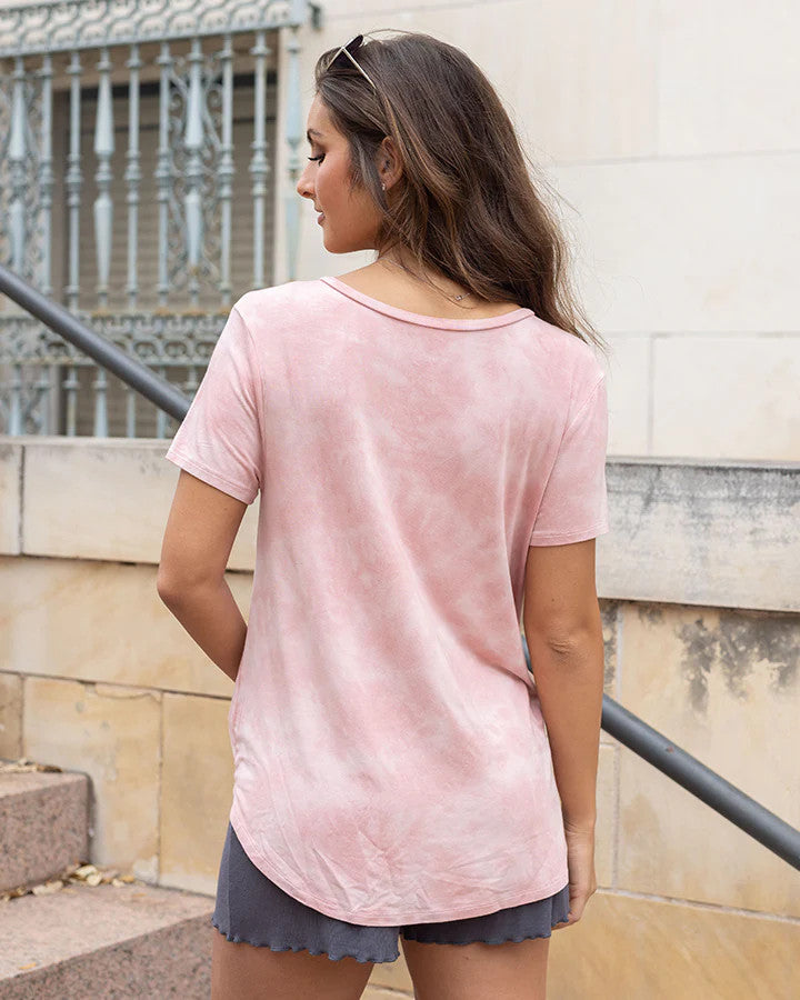 Grace and Lace- Perfect Pocket Tee in Washed Blush