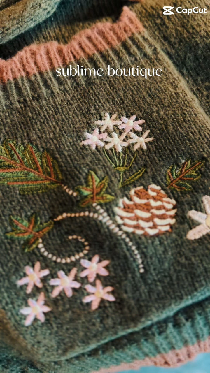 Woodland Whimsy Embroidered Cardigan - Plus Size