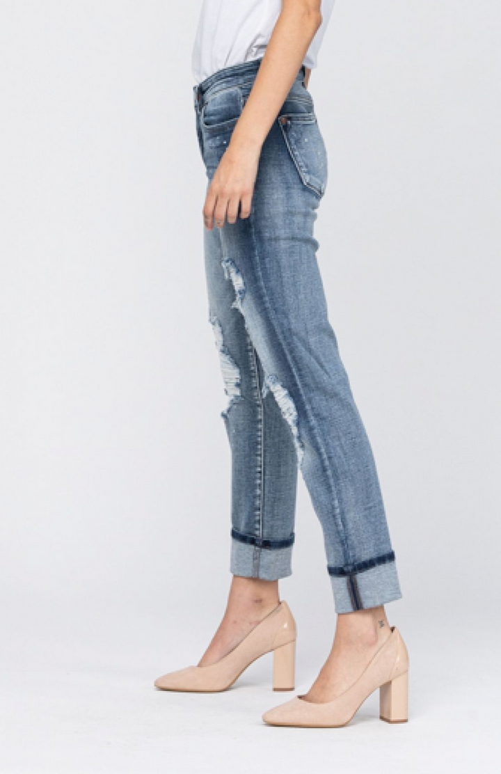 Judy Blue Destroy BLEACH SPLATTER BOYFRIEND Jean